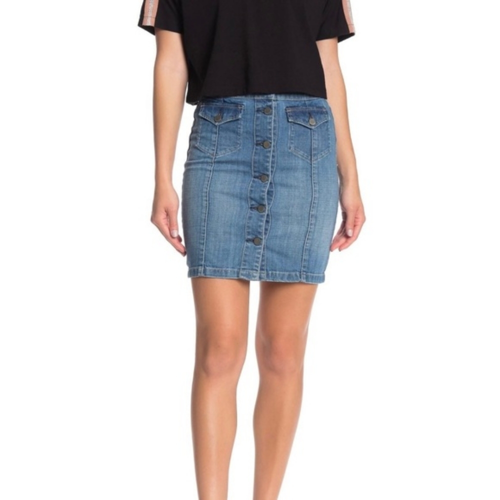 All Saints June Denim Skirt Button Up Size 0